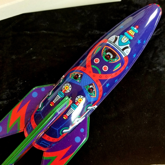 RAIDER X-1 TIN Friction ROCKET (Blue Color) - Picture 1 of 4